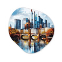 Bomen Frankfurt- Stad - Skyline - Brug Wandcirkel Organisch Plexiglas middel -3d