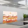 Abstract landschap - Palmbomen - Kleurrijk keuken achterwand spatscherm klein -3d_schuin