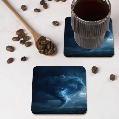 Tornado - Duister - Wolken onderzetter kurk middel -sfeer2