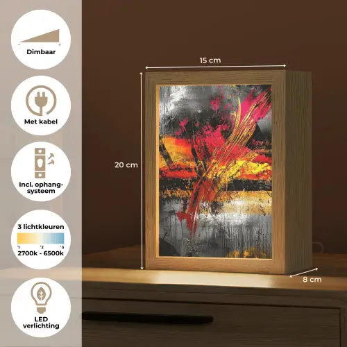 Kunst - Zwart - Abstract Light Box met kabel (Tafellamp) klein -USP_NL