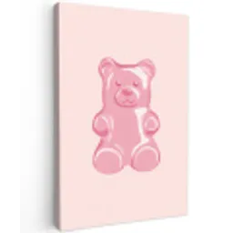 Beer - Roze - Snoep Tuinposter op houten frame 2 cm dik middel -3d