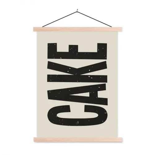 Beige - Japandi - Cake - Decoratie textielposter latten blank klein -3d