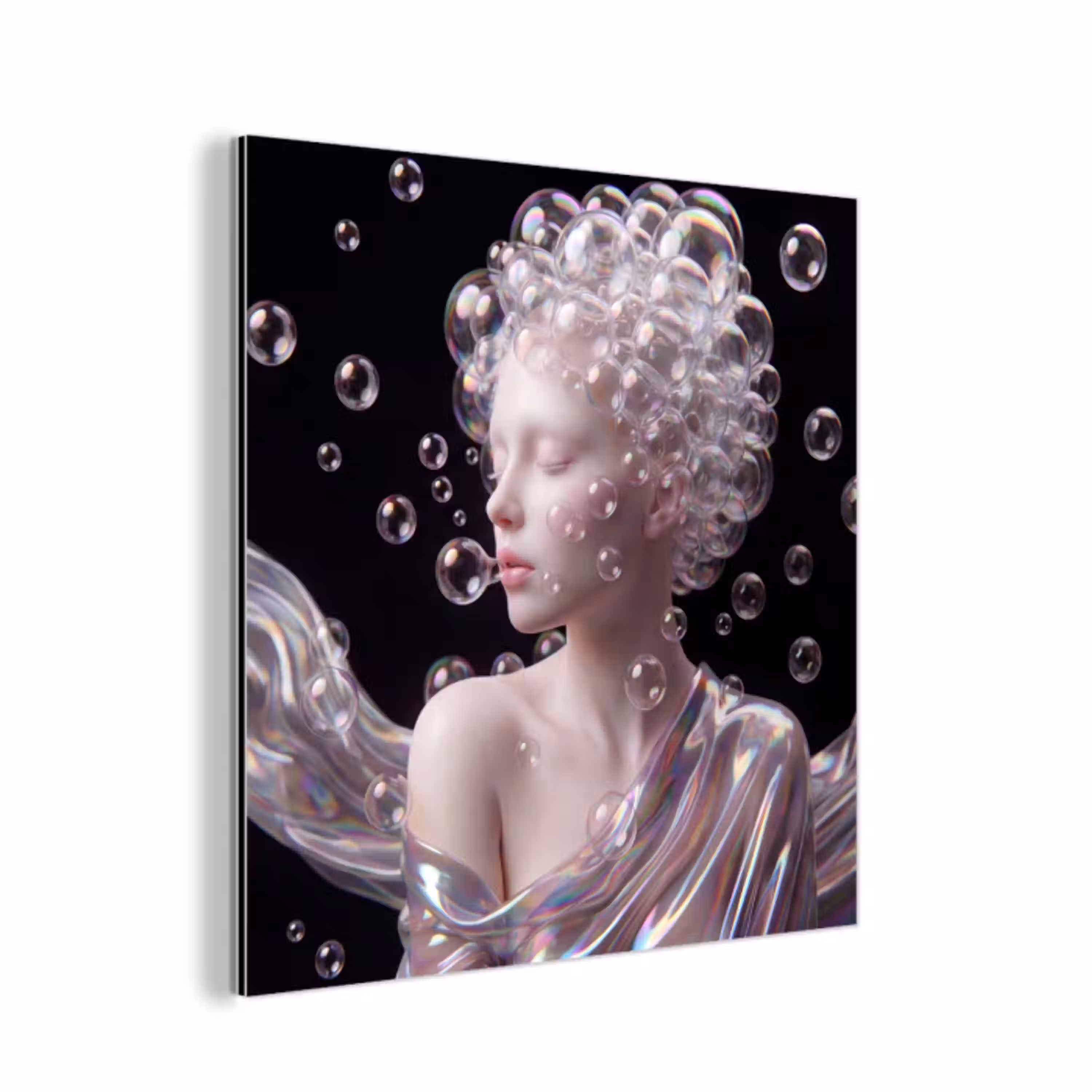 Vrouw - Bellen - Abstract - Kleurrijk aluminium wit klein -3d