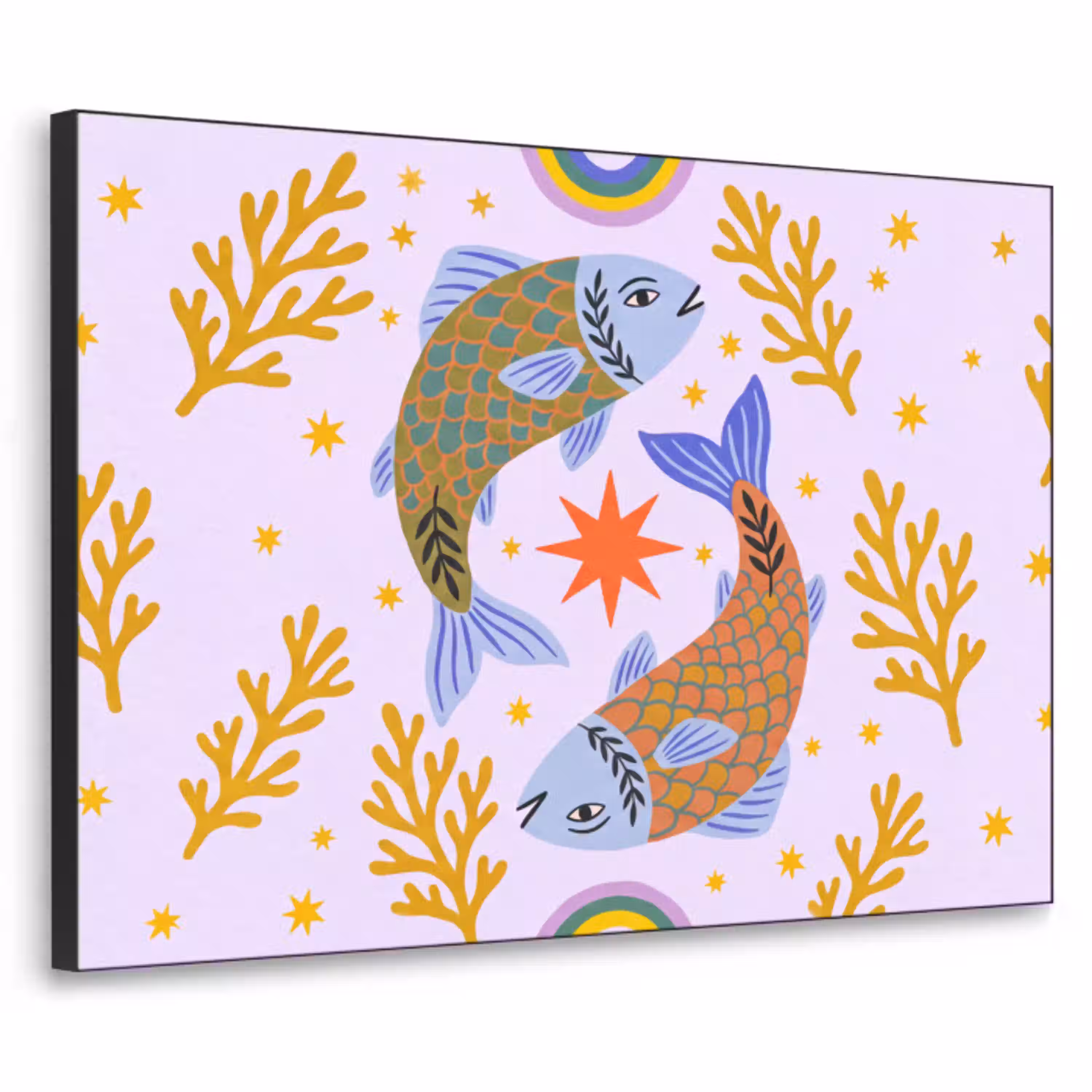 Vis - Onderwater - Dieren - Abstract - Kleurrijk Textielframe zwart klein -3d