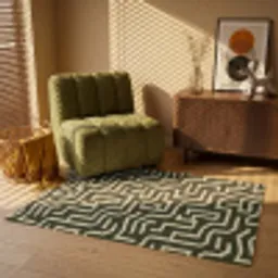 Lijnen - Abstract - Groen Vloerkleed Rechthoek klein 1091 -atmosphere_sfeer1_global