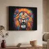 Leeuw - Graffiti - Dieren - Zwart Textielframe - compleet frame klein -sfeer3