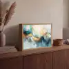 Abstract - Kunst - Gold - Blauw Light Box met batterij (Wandlamp) middel -sfeer2