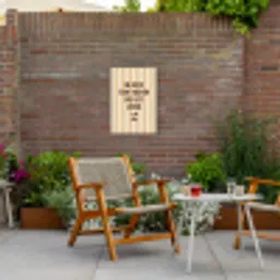 Tuin - Quote - Strepen - Zomer Tuinposter op houten frame 2 cm dik klein -sfeer3