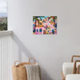 Kleurrijk - Roze - Oranje - Geel - Bloemen tuinposter los doek klein -sfeer8