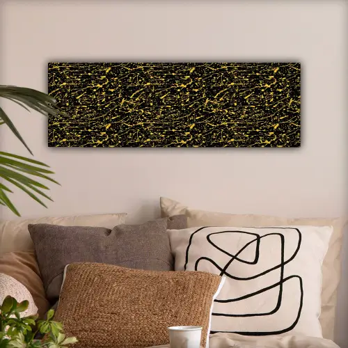 Spat - Waterverf - Geel - Zwart canvas 2cm klein 828 -sfeer1