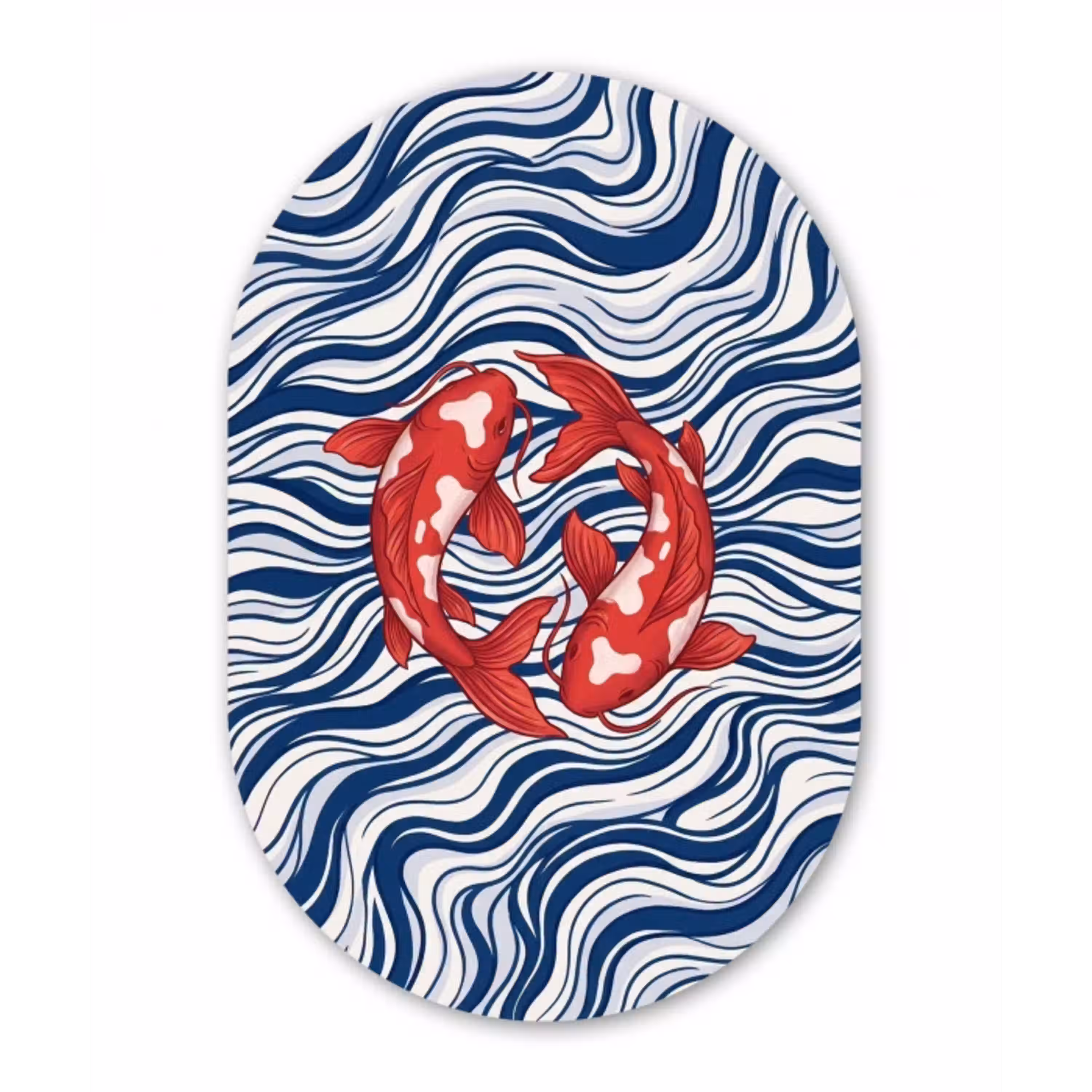 Vis - Water - Natuur - Illustratie - Rood Wandcirkel Ovaal Forex klein -3d