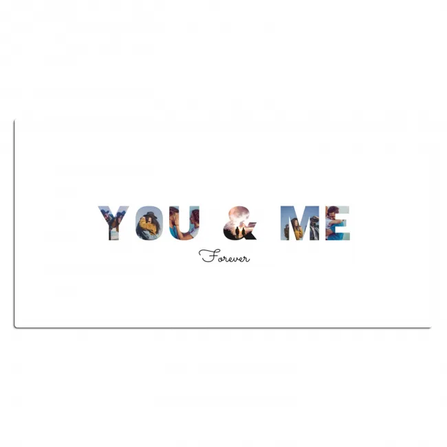 Gepersonaliseerde bureau onderlegger - You & Me - Lettercollage