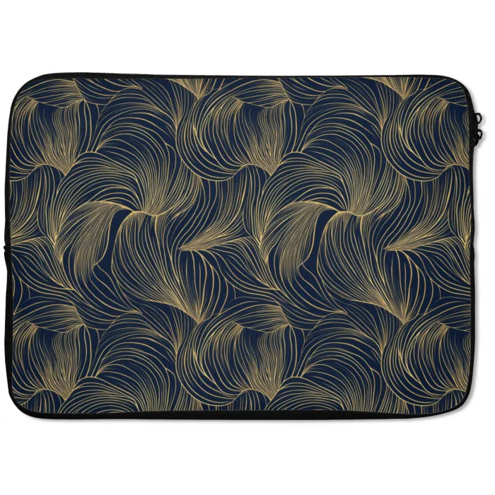 Abstract - Lijnen - Blauw - Goud laptophoes neopreen klein 279 -zkaufland3dotto