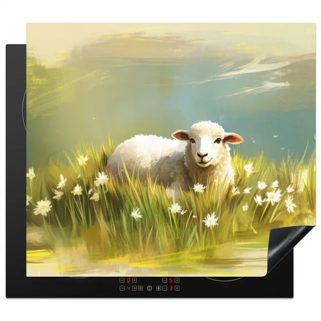 Schaap - Weide - Groen Inductie beschermer vinyl 3mm middel -3d