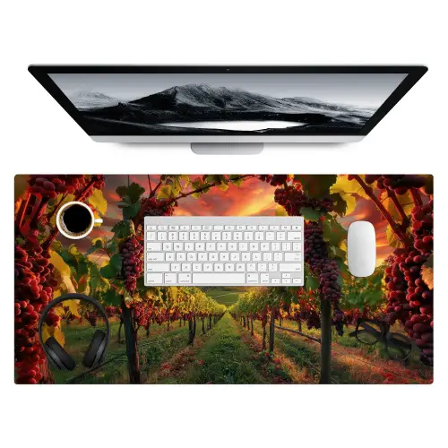Wijngaard - Druiven - Zonsondergang Muismat XXL klein -3d