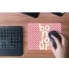 Bonjour - Stippen - Roze- Geel muismat rubber klein -toetsenbord