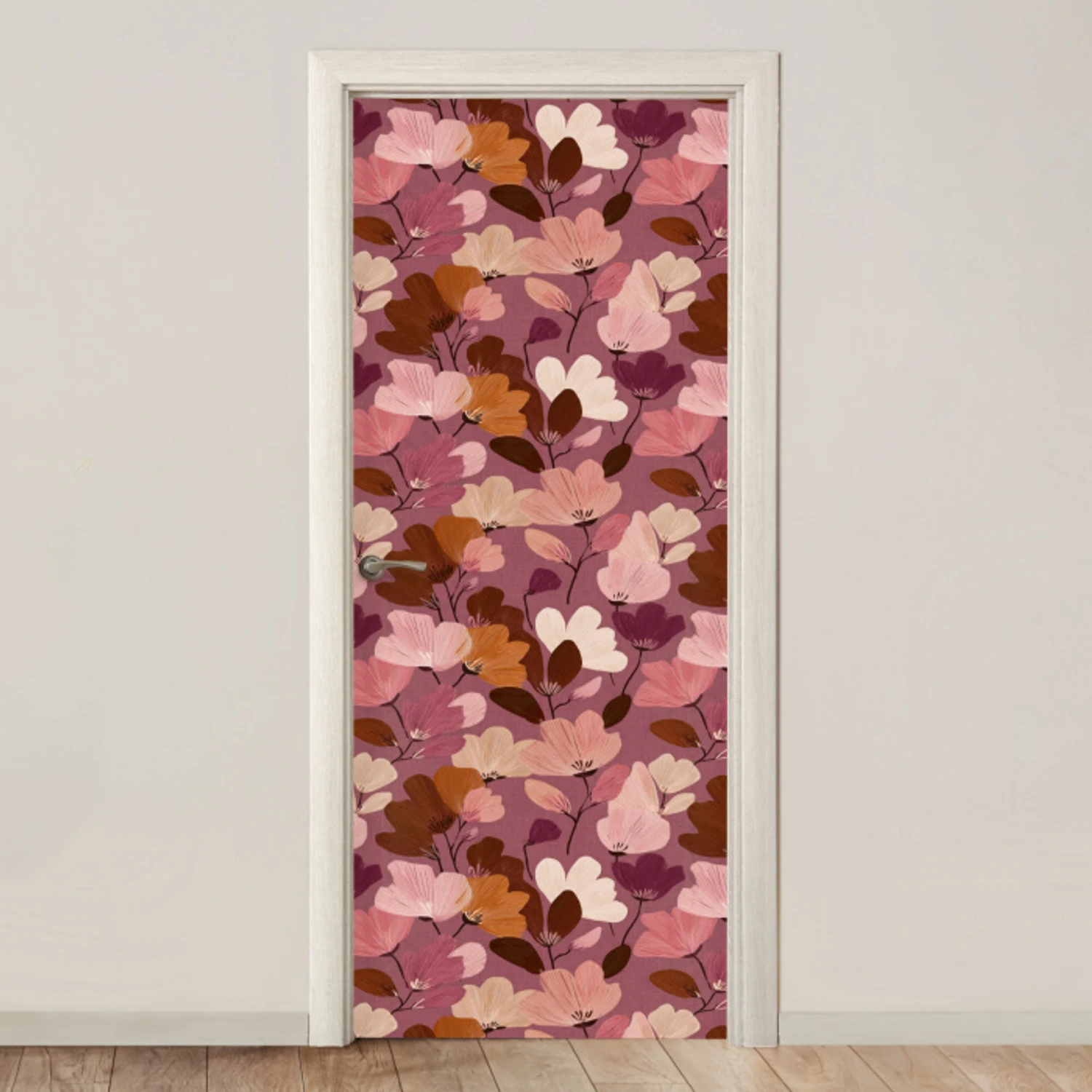 Bloem - Patroon - Roze deurposter klein 289 -3d_beige