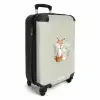 Vos en konijn omringd door groene blaadjes en stippen NBS - Handbagage koffer - Volwassenen Unisex middel -productfoto_3d
