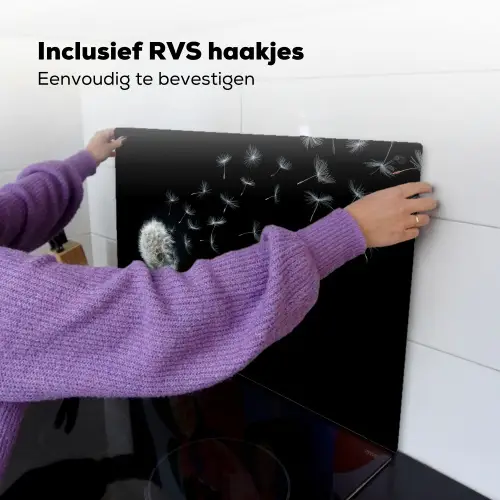 Paardenbloem - Zwart - Natuur Inductie beschemer met haakjes klein -ky-ophangen-nl