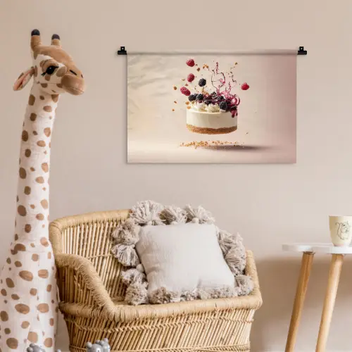 Cheesecake - Eten - Roze - Taart Wandkleed katoen klein -wsfeer5_kind