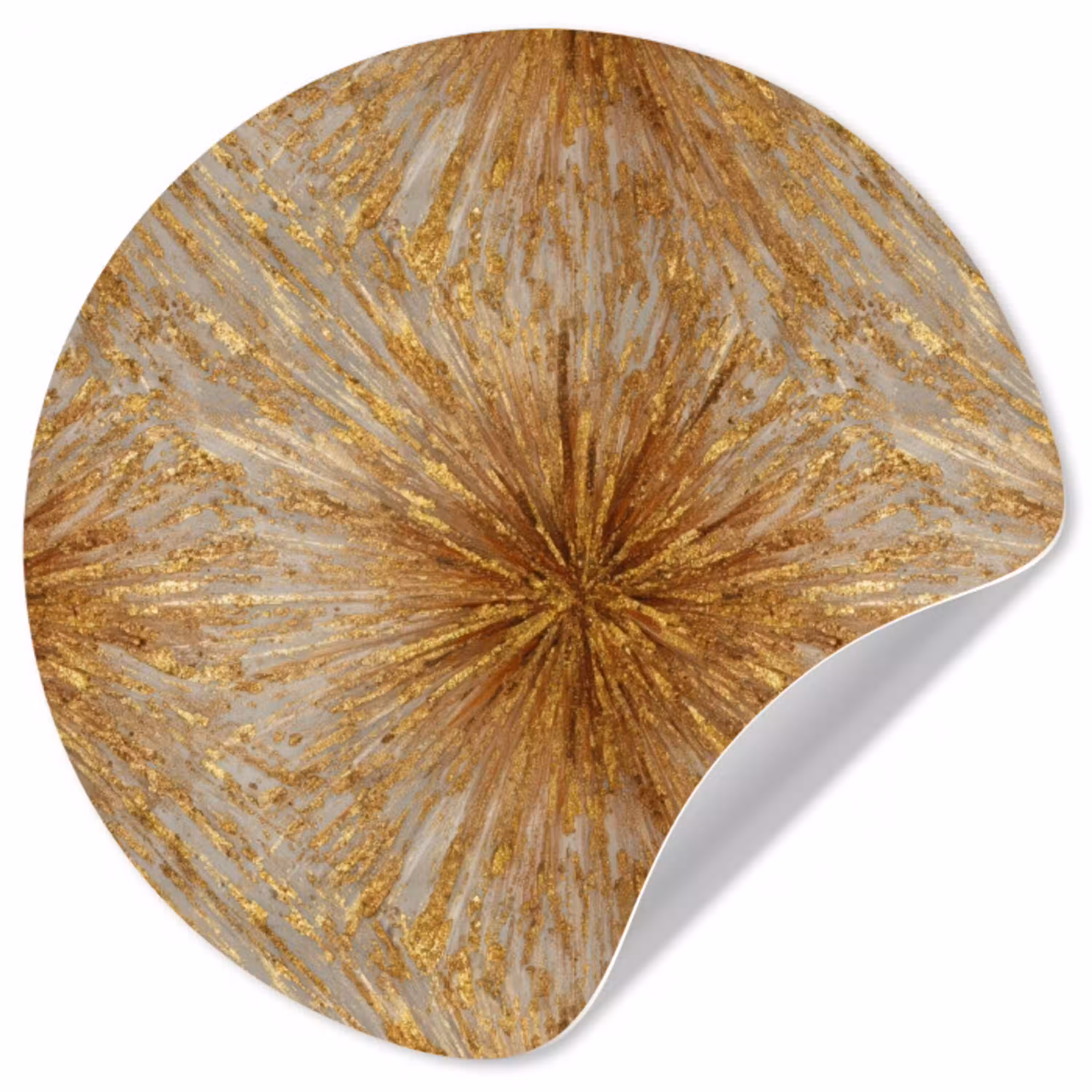 Explosie - Abstract - Goud - Wit Wandcirkel behangsticker klein 186 -3d