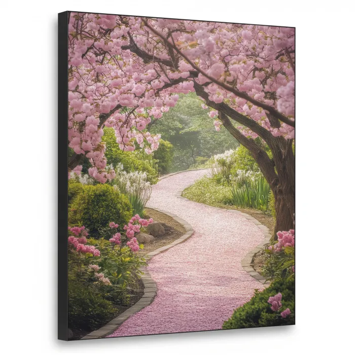 Kersenbloesem - Natuur - Sakura - Pad - Japanse tuin Textielframe zwart klein -3d