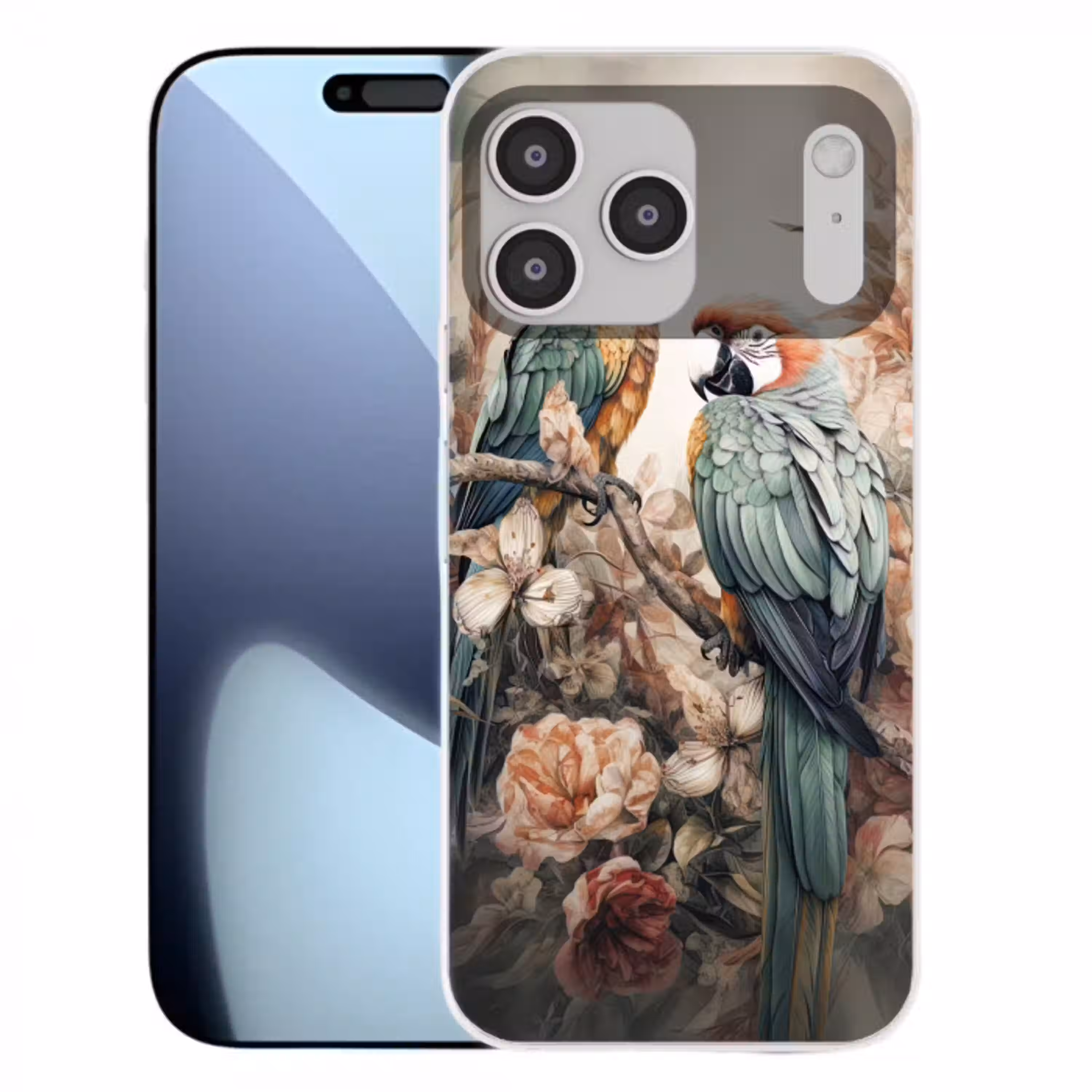 Papegaaien - Vogels - Natuur - Bloemen Telefoonhoesje iPhone 17 Pro Max klein -3d