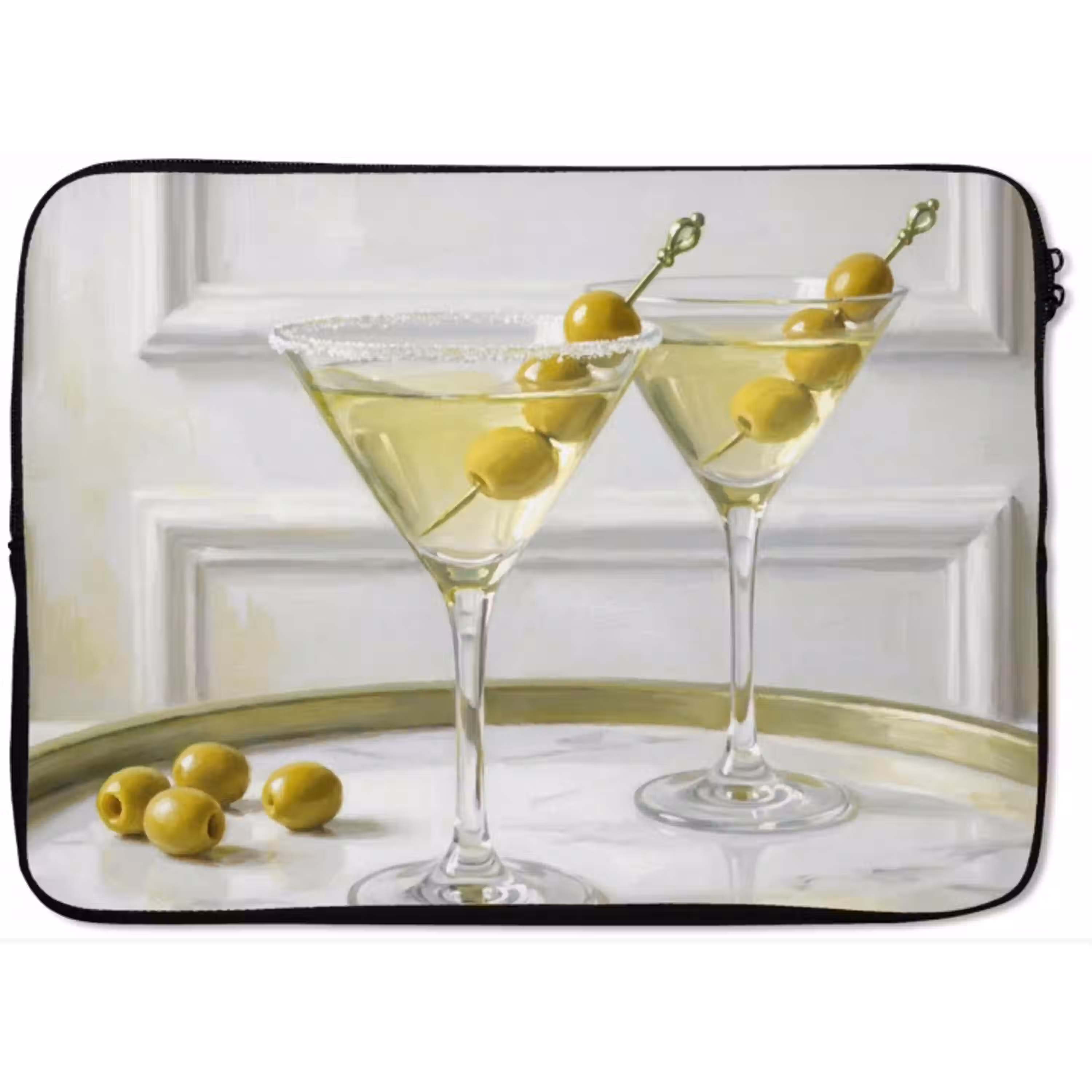 Drank - Martini - Olijven - Modern - Wit laptophoes neopreen klein -zkaufland3dotto