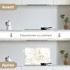 Wit - Marmer - Luxe - Goud keuken achterwand spatscherm klein 900 -voor_na_FR