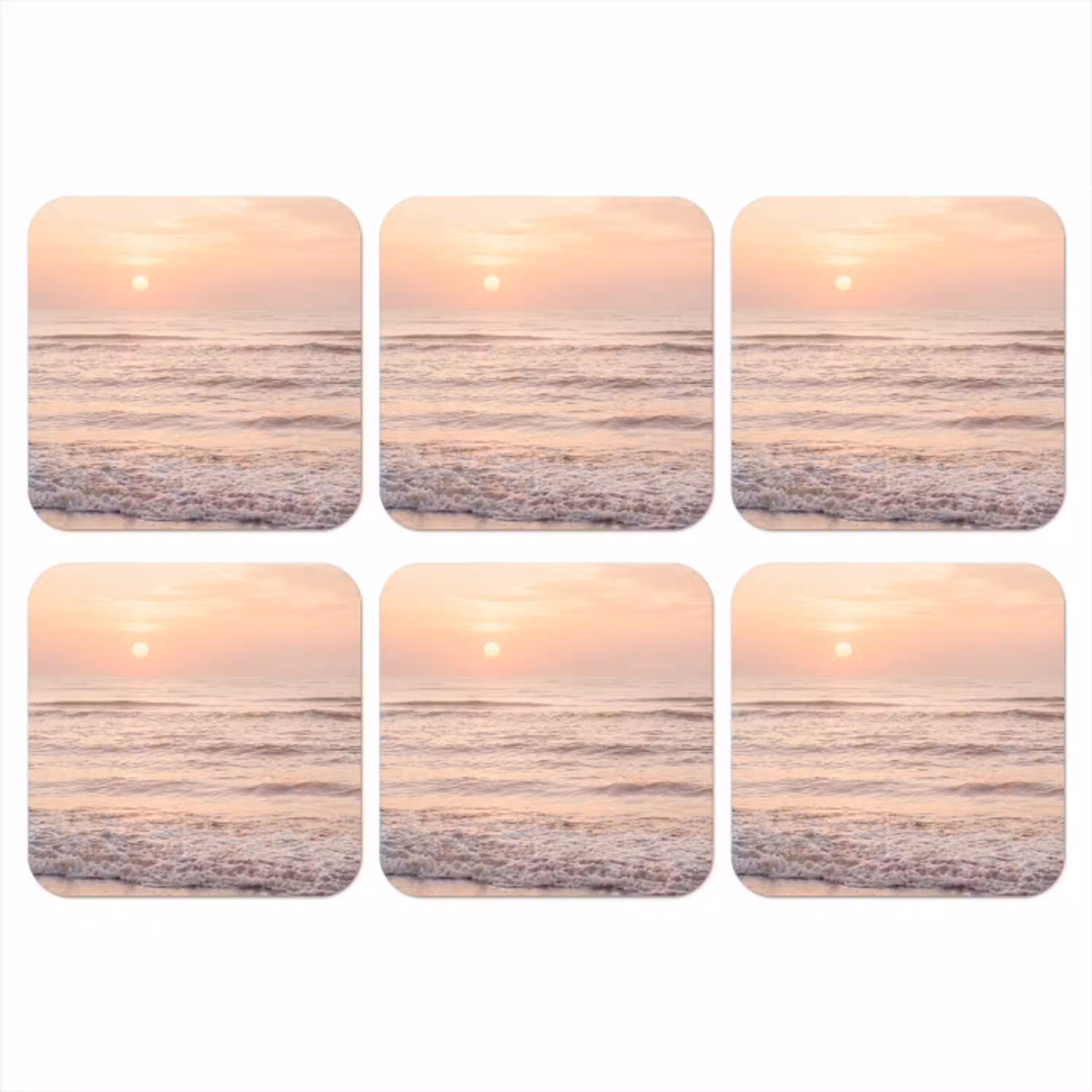 Zon - Strand - Roze onderzetter kurk middel -3d