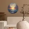 Meeuwen - Zonsondergang - Zee - Wolken Wandcirkel plexiglas klein -sfeer1