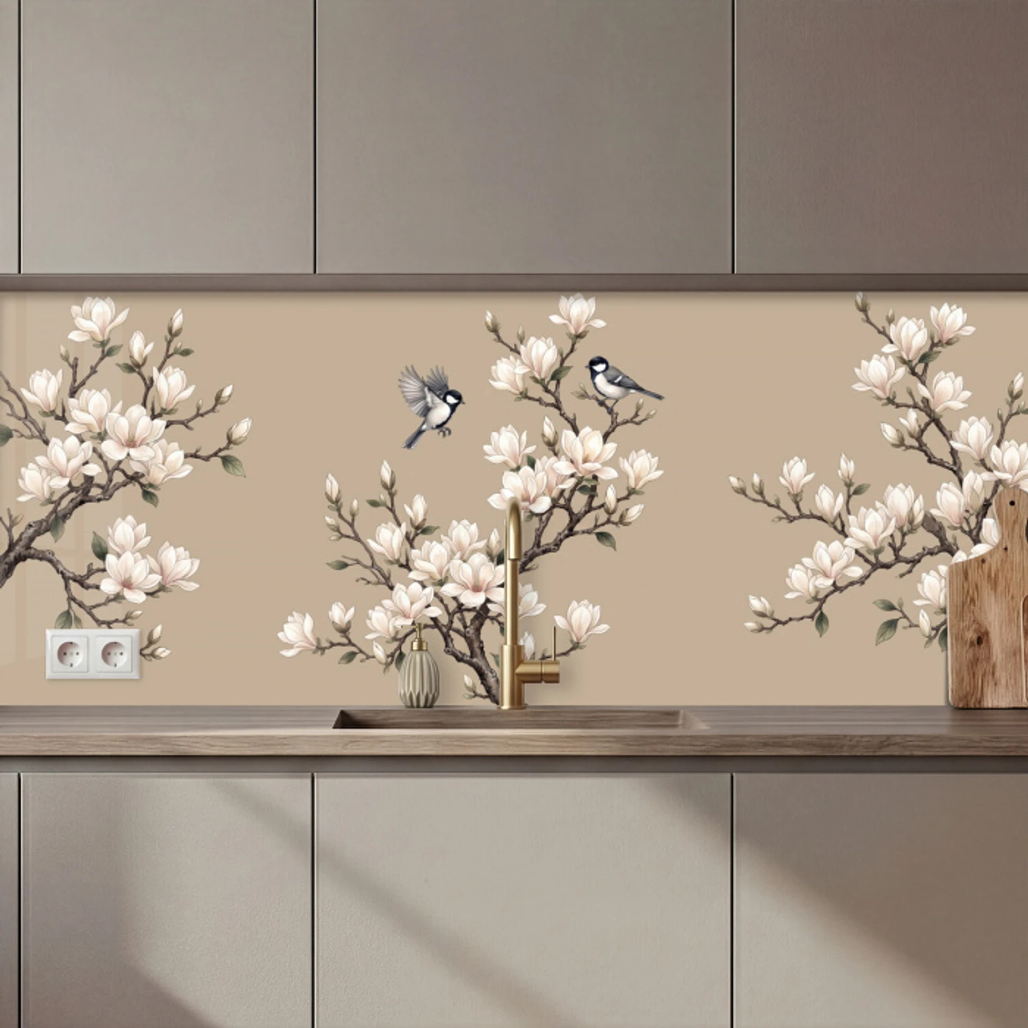 Oosters - Vogels - Beige keuken achterwand 2 middel zz_3dshopping