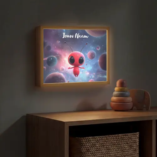 Buitenaards wezen - Rood - Planeten Light Box met batterij (Wandlamp kind) middel -sfeer5_kind
