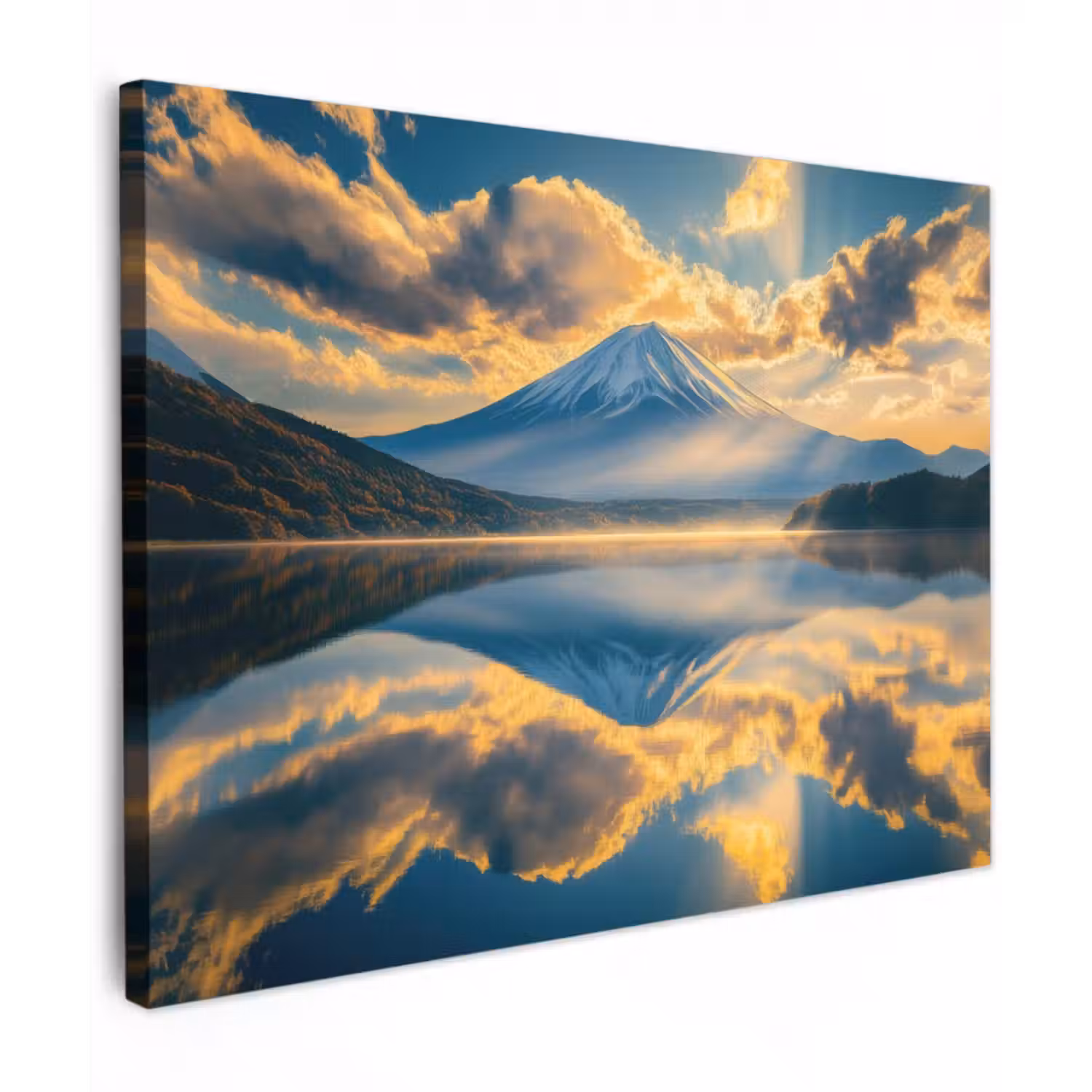 Leinwandbild - Berg - Fluss - Sonnenuntergang