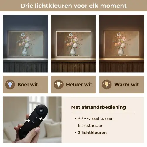 Oude meesters - Bloemen - Balthasar van der Ast Light Box met batterij (Wandlamp) middel -USP_lichtkleurNL