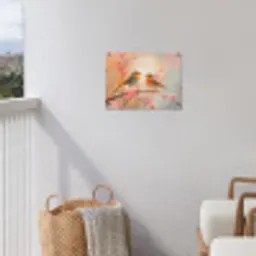 Roodborstjes - Sierlijk - Bloesemtak tuinposter los doek klein -sfeer8
