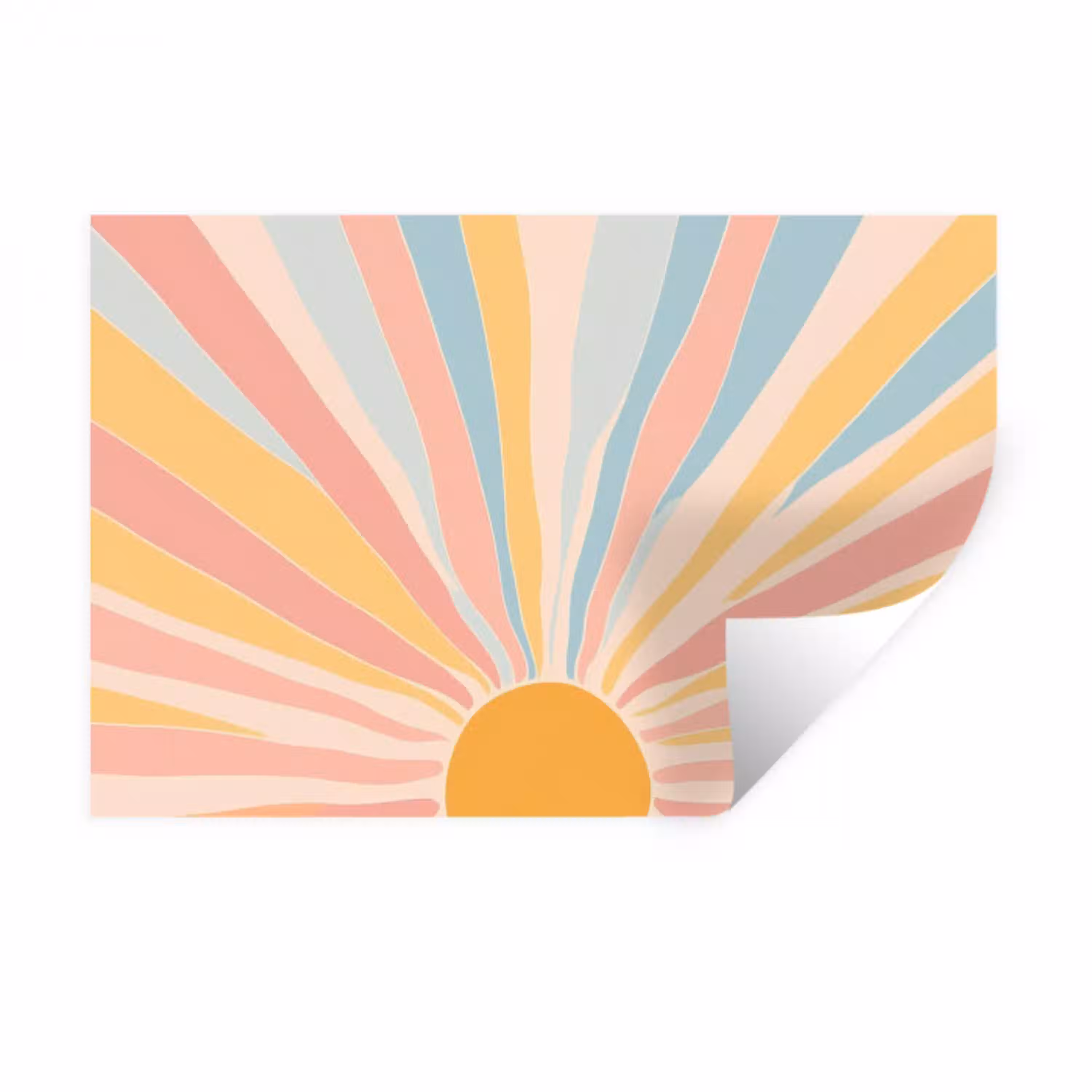 Illustratie - Zon - Pastelkleuren Muursticker klein -3d