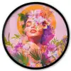 Vrouw - Abstract - Cirkel - Bloemen Fotolijst rond zonder passe partout klein -3d