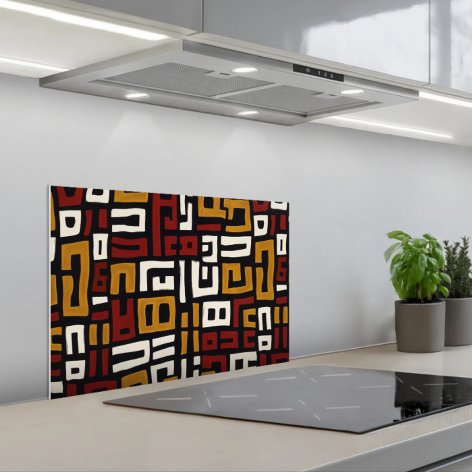 Kitchen splashback for hob - Abstract - Pattern - Red | Kitchenyeah.co.uk