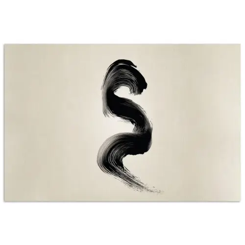Penseelstreek - Zwart - Minimalistisch poster papier klein -3d