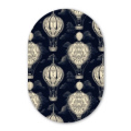 Luchtballonnen - Wolken - Patroon - Donkerblauw Wandcirkel Ovaal Forex klein 630 -3d
