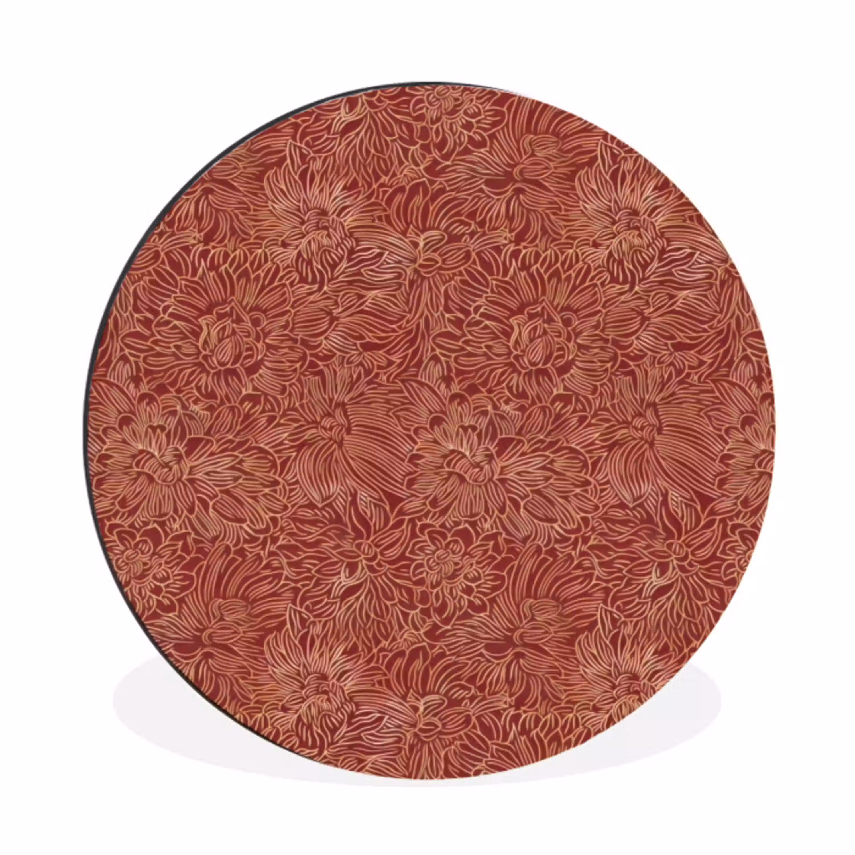 Bloemen - Motief - Rood Wandcirkel aluminium klein 190 -3d