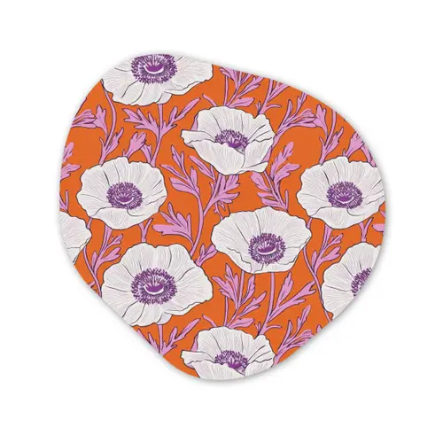 Bloemen - Grafisch - Oranje Wandcirkel Organisch Forex 3mm klein 629 -3d