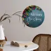 Merry Christmas - Blauw - Kerst - Winter Wandcirkel behangsticker klein -sfeer3