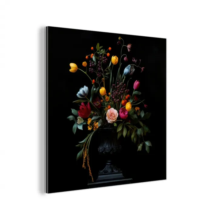 Klassiek - Vaas - Boeket - Bloemen aluminium wit klein -3d