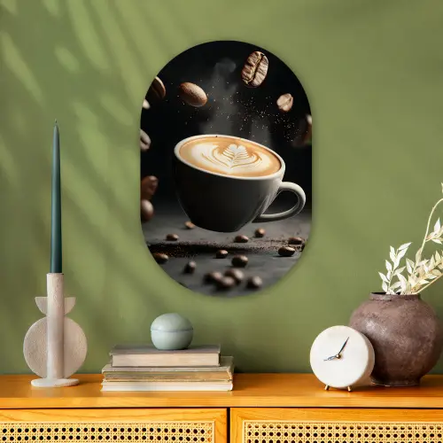 Cappuccino - Kop - Bonen - Bruin Wandcirkel Ovaal Forex klein -sfeer2