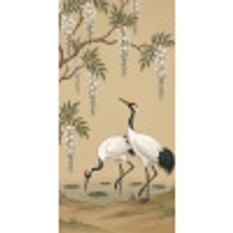 Kraanvogels - Water - Beige Behang Vlies klein -3d_website