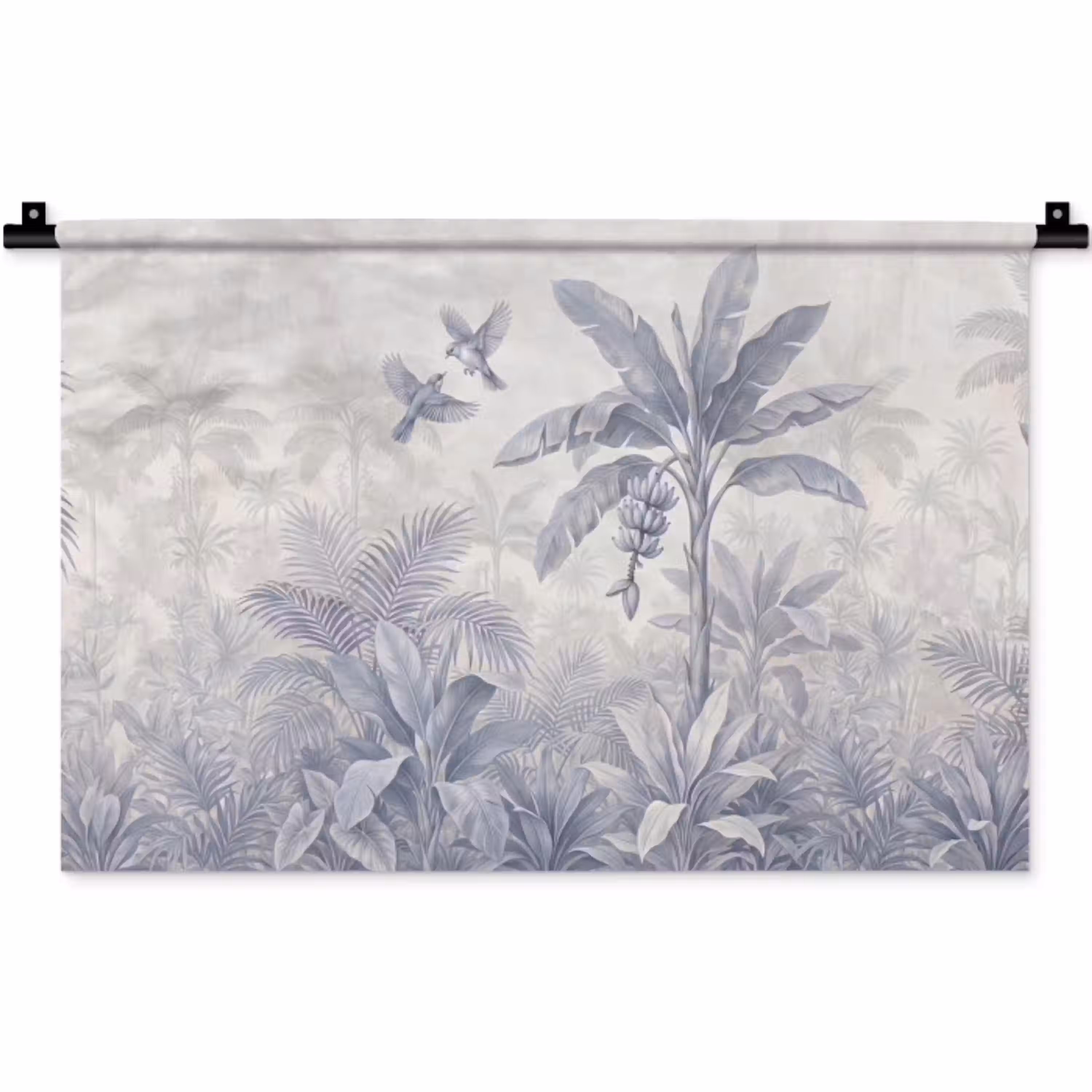 Natuur - Vogel - Jungle - Illustratie - Blauw Wandkleed katoen klein -zz3d