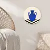 Vaas - Blauw - Geblokt - Modern Wandcirkel kunststof plaat 5mm dik klein -sfeer5