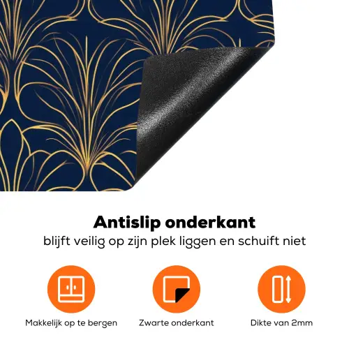 Deco - Waaier - Blauw Inductie beschermer vinyl 3mm klein 276 -zzzzzzz-td-onderkant